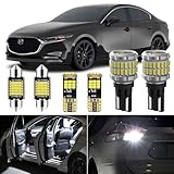 13 Pieces Interior LED Lights Kit + Back Up Reverse Lights for Mazda 3 Sedan 2014 2015 2016 2017 2018 2019 2020 2021 2022 2023 White Interior Light Bulbs Package + License Plate Lights, Install Tool
