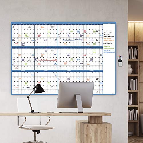 Large Dry Erase Wall Calendar - 52"X36" - Blank Undated Yearly Calendar - Whiteboard Premium Laminated Planner - Reusable Laminated Office Jumbo 12 Months Calendar #TOP4
