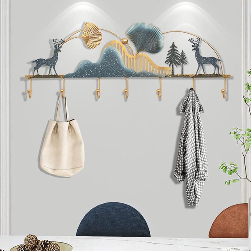 ユニバーサルアートメタルアイアン(COOGI HOOK)装飾ウォールアート/彫刻 ホームリビングルーム/ベッドルーム/ホテル/オフィス/カフェなど用 サイズ(32X3X13.5インチ - マルチカラー)