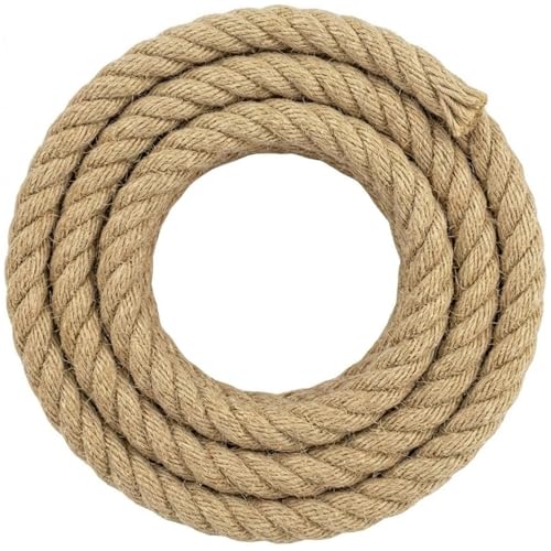 Natural Jute Rope (1 Inch x 10 Feet) Thick Hemp Rope Twisted Manila for DIY Crafts Deck Railings Porch Swing Nautical Decorating