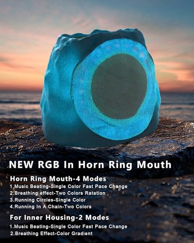 Outdoor Speakers Bluetooth Waterproof Patio Rock Speakers Waterproof Outdoor Bluetooth Wireless Solar Powered Ideal for Patio,Pool, Garden, Deck,Backyard (Black, 2 Pack) - Image 4