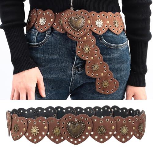 Disc Belt Metal Buckle Y2K Hollow Disc Belt Y2K Hollow Belt Wide Disc Belt Love Heart Shape Wide Disc Belt