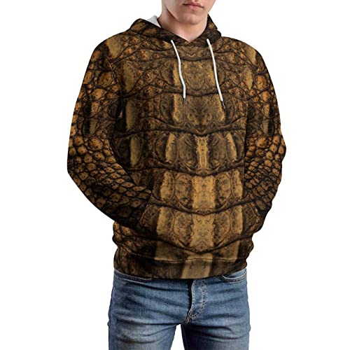 Sweat à Capuche Crocodile Brun UMENG Pull Confort pour le Week-end