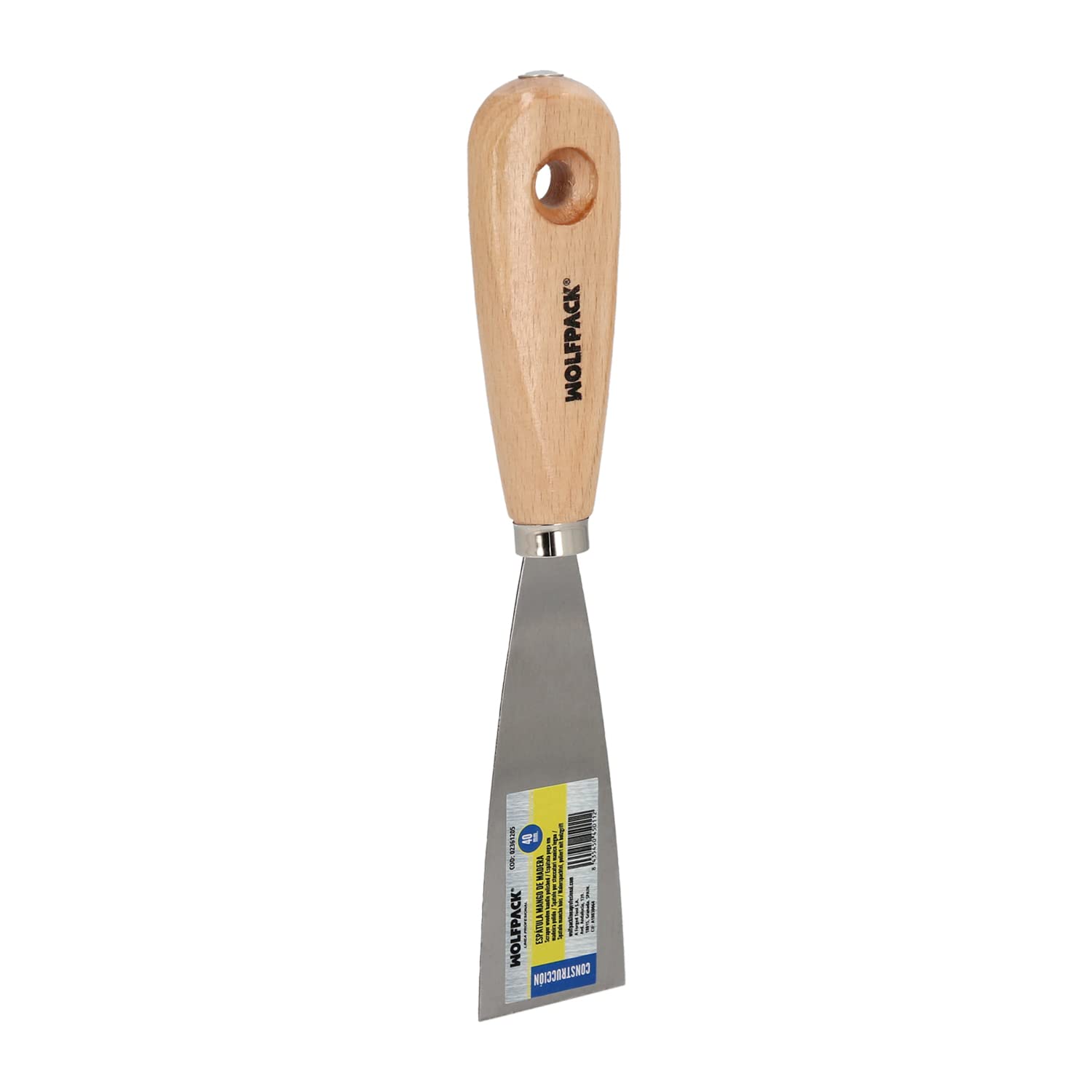 WOLFPACK LINEA PROFESIONAL Spatula Wood Handle Steel Blade 40 mm. Plaster Spatula, Painter Spatula, Putty Spatula, etc.