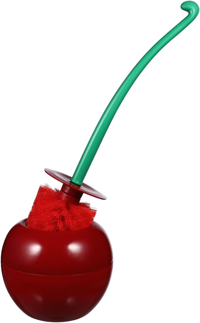 DOITOOL Creative Cherry Shaped Toilet Bowl Brush and Holder, Toilet Brush with Holder Set, Compact Size Toilet Bowl Brush for Bathroom Toilet Cleaning