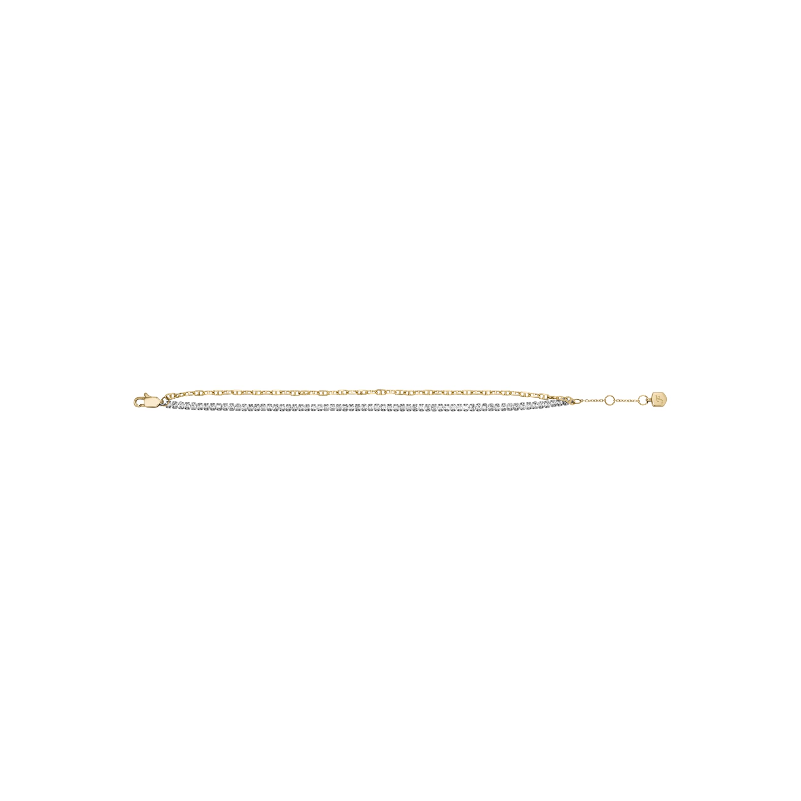 Fossil Bracciale donna in ottone con chiusura a moschettone a doppia catena