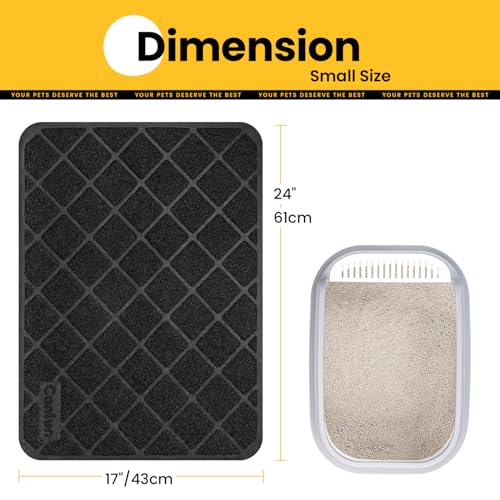 Image of Conlun Cat Litter Mat Litter Trapping Mat, 24 inch x 17 inch Premium Durable PVC Grid Mesh with Scatter Control, Non-slip, Less Waste Cat Litter Box Mat, Soft on Kitty's Paws, Urine Waterproof