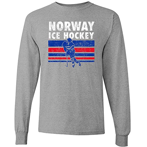 UGP Campus Apparel Ice Hockey Norway - Winter Competition Long Sleeve T Shirt - Large - Sport Grey