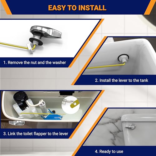 Image of Front Mount Toilet Handle Replacement, Compatible with American Standard, Kohler, TOTO, Gerber and Most Front Mount Toilet Tanks - Polished Chrome