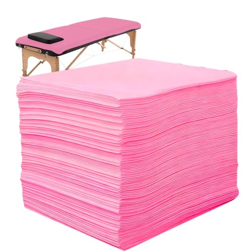 Draps-housses jetables en tissu non tissé rose 80x180cm, haute résistance pour massage