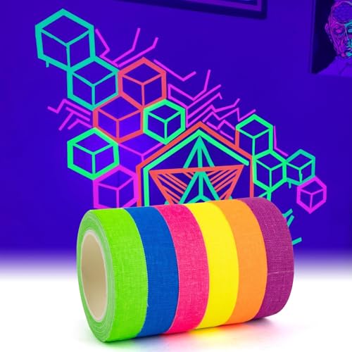 CARGEN Neon Gaff Gaffers Tape, Neon Duct Tape for Glow Fluorescent Blacklight UV Party Decorations...