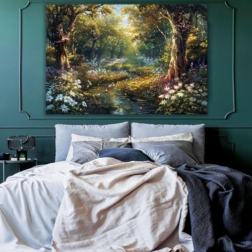 Tableau paysage forestier 50x70cm avec cadre inclus