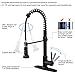 Bokaiya Commercial Brass Single Handle Farmhouse Pull Down Sprayer Spring Kitchen Sink Faucet, Oil Rubbed Bronze