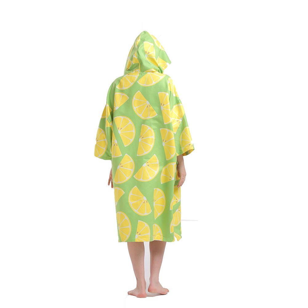 Bata cambiadora de microfibra Poncho de surf: toalla de natación colorida de secado rápido con capucha - Toalla de baño para piscina y playa para natación, surf (limón) 5