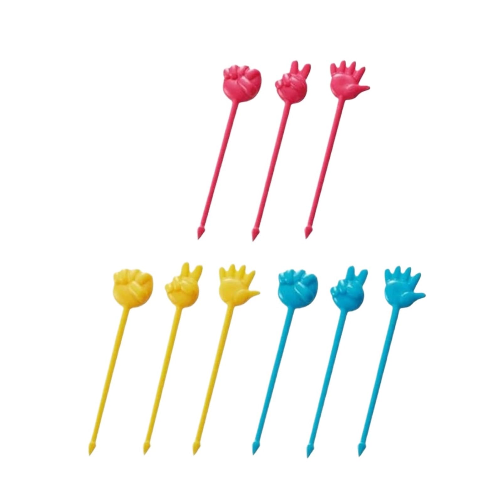 WZPTLKIBAD 9Pcs Plastic Fruit Forks Hand Finger Shape Food Picks