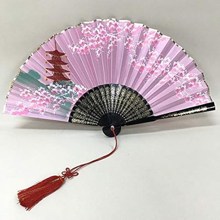Amazon Co Jp 扇子 飾り扇子 京扇子 外国人向け ギフト プレゼントお土産 7寸 手描きサテン飾り京扇子 塔桜 ピンク ホーム キッチン