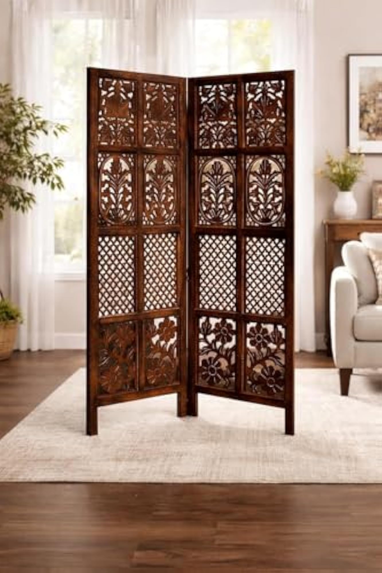 Wooden Room Divider, MDF Privacy Screen Partition