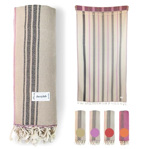 AREN-Aurora Toalla Hammam | Pestemal Turco 100% algodón | Jacquard Artesanal | Ligera, versátil y de Secado rápido | Diseño Oriental con Flecos anudados | Aurora-Morado, 100x200 cm