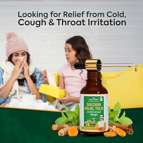 Image of Jeena Sikho Dalchini Haldi Tulsi Drops | Ayurvedic Drops for Cough and Cold | Helps Relieve Frequent Coughing, Dry Cough & Sore Throat, 30ml, Pack of 3