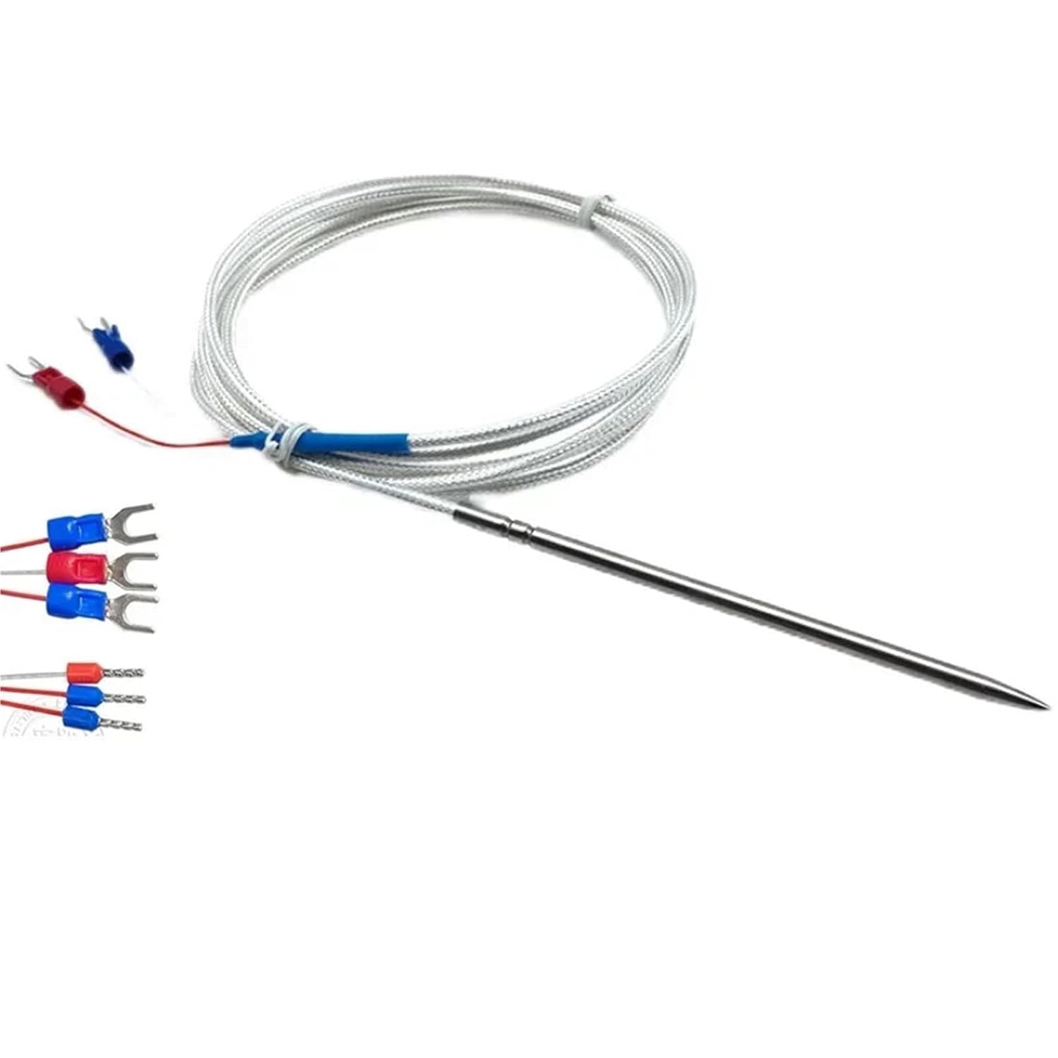 PT100 Temperature Sensor 4X100mm Needle Tip Wire Shielded Cable 1-8m Meter Stainless Steel 1Pcs(PT100-4X100mm-10m)
