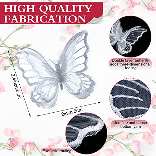 Canlierr 30 Pieces Butterfly Lace Trims Organza Decorative Patches Embroidered Butterfly Embellishments For Diy Crafts Bridal Headdress Hair Accessories thumb #3