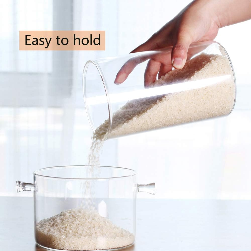 Glass Rice Storage Containers, 60 FL OZ (1800ml) Kitchen Food Jars with Airtight Lid, Stackable Clear Pantry Canister for Coffee Bean, Pet Treat, Flour, Loose Tea and More - Image 4