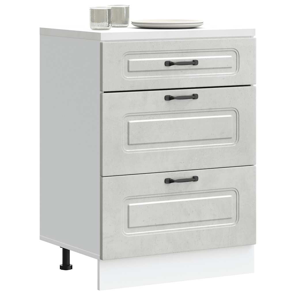 vidaXL Armoire de Cuisine Kalmar Gris béton Bois d'ingénierie, Meuble d'évier, Meuble de Cuisine avec tiroir, Meuble de Cuisine à tiroir