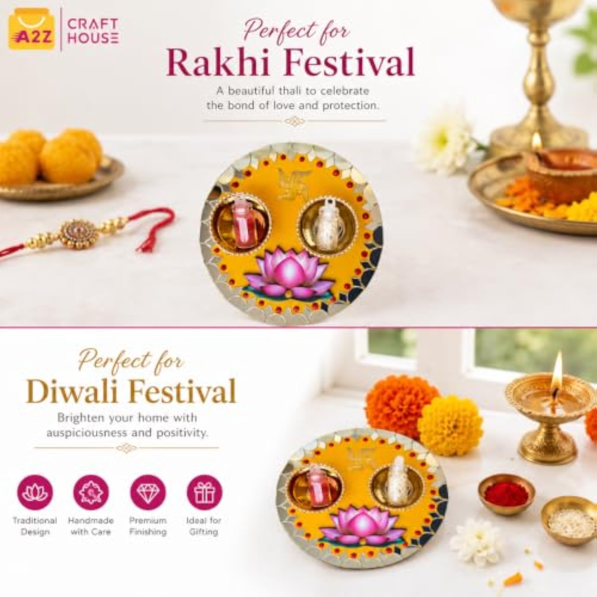 Rakhi Tilak Plate with Roli & Chawal