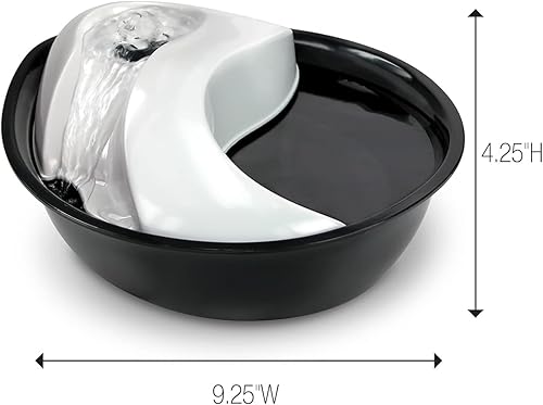 Miniatura 9 de Pioneer Pet Fuente de gotas de lluvia, fuentes para beber para mascotas (60 onzas, plástico, blanco y negro)