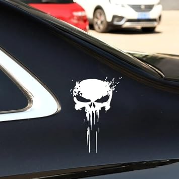 2 Stück Reflektierende Auto Aufkleber Totenkopf Schädel Dekoration Selbstklebende Lustiges Halloween Wasserdicht Heckscheibe Horror Aufkleber Dekoration für Autofenster Türen LKWs 15 * 10CM