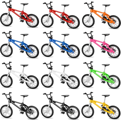 Gejoy 12 Pieces Mini Finger Bikes Mini BMX Bikes Games End of The Year Student Gifts Bulk Miniature...