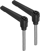 Vista 16 de uxcell 2 manijas de palanca de sujeción, M5 x 0.787 in, perno macho roscado de acero inoxidable 304, asas ajustables de bloqueo de trinquete