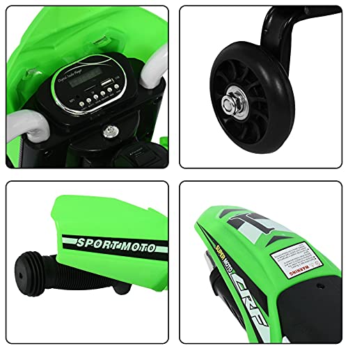 Kids Electric Ride on Motorcycle, Children\'s Day Gift, Riding Car Vehicle Toys for Boys Girls, 6V 4.5A Battery Charger Rechargeable Motor Bikes with Flashing Wheels (Green) - Thumbnail 2