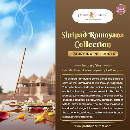 Image of Prabhu Shriram Ramayana Luxury Incense Sticks Gift Box | Natural Low-Smoke Temple Aroma Collection Pack of 10 Divine Scents Premium Long-Lasting Incense for Pooja Yoga & Home Ambience BY RAMALAYA
