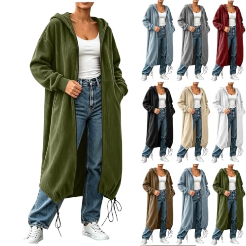 Womens Corduroy Oversized Jackets With Hooded Long Sleeve Fall Coats - image 1