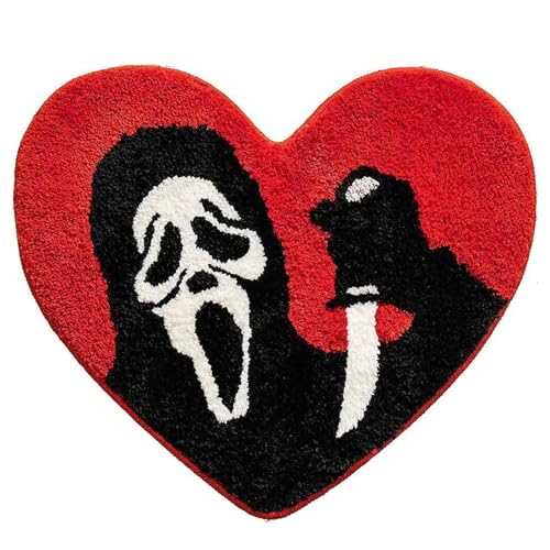 TAUIANE Tapis en Peluche Fantôme d'halloween, Tapis de Surface Fantôme Antidérapant, Paillasson Gothique.Tapis d'horreur d'halloween, pour Chambre À Coucher, Salon, Salle de Bain,1 pcs