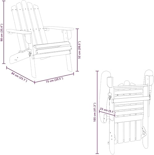 Miniatura 2 de Garden Adirondack Chair, Natural Solid Acacia Wood, Oiled Finish, Standard Foldable Lounge Seat for Patio, Deck, Lawn, and Outdoor Relaxing