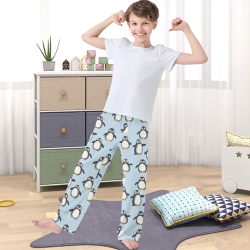 Boy's Pants Penguin Blue Jogger Pants Elastic Waist Long Bottoms Trousers with Pockets 6-14 Years4