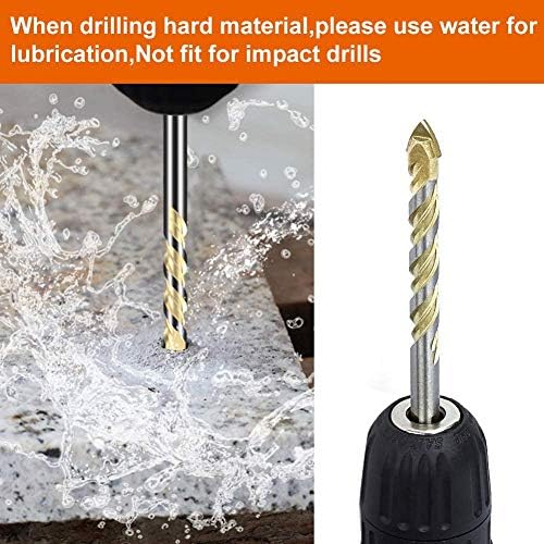 KAHEIGN 10Pcs Masonry Drill Bits, 6/8 /10 /12mm Tungsten Carbide Drill Bit Set for Porcelain Ceramic Tile Concrete Brick Wall Glass Mirrors Plastic Masonry Wood