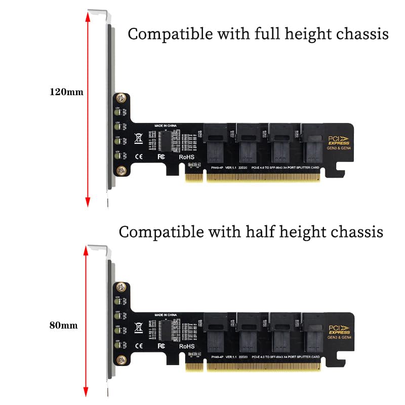 Amazon.com: PH49 PCIe4.0 X16 to 4-Port U.2 NVME SFF-8643 SFF-8639 Amazon.com: PH49 PCIe4.0 X16 to 4-Port U.2 NVME SFF-8643 SFF-8639