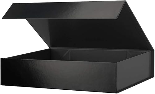 JINGUAN Caja de regalo negra de 11 x 7.8 x 2.3 pulgadas, caja de regalo con cierre magnético, caja de regalo para camisa, caja de regalo con tapa