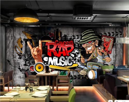 Papier peint musique rock KTV déco murale ciment rétro 3D - 4