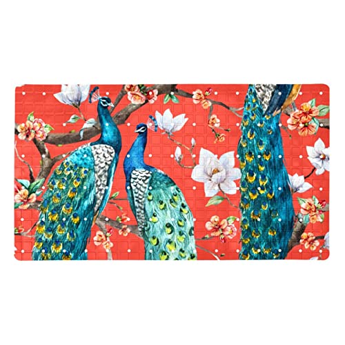 Tapis de douche paons pour une salle de bain colorée lavable