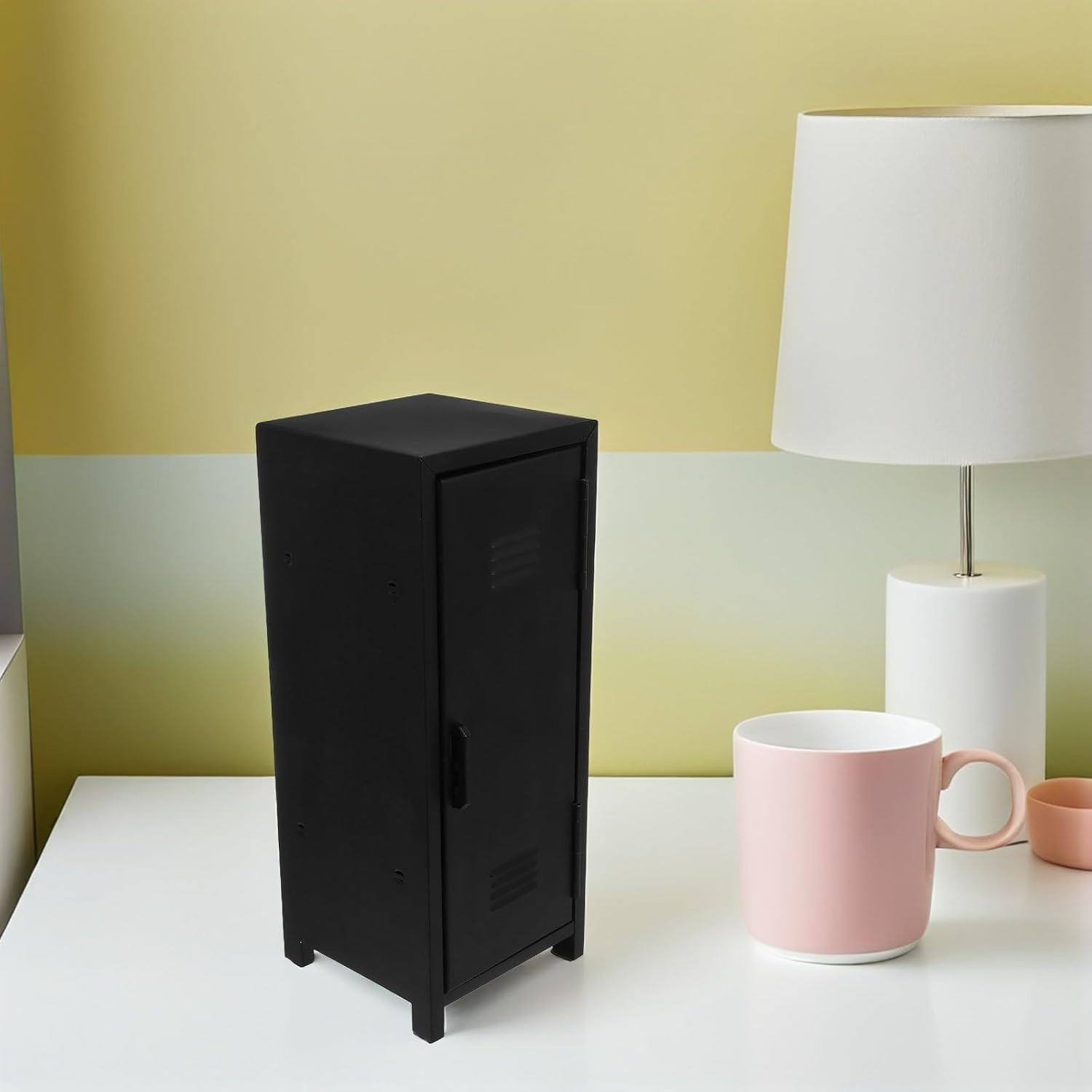 Lockable Metal Desktop Storage Cabinet for Secure Office Use Black image 2
