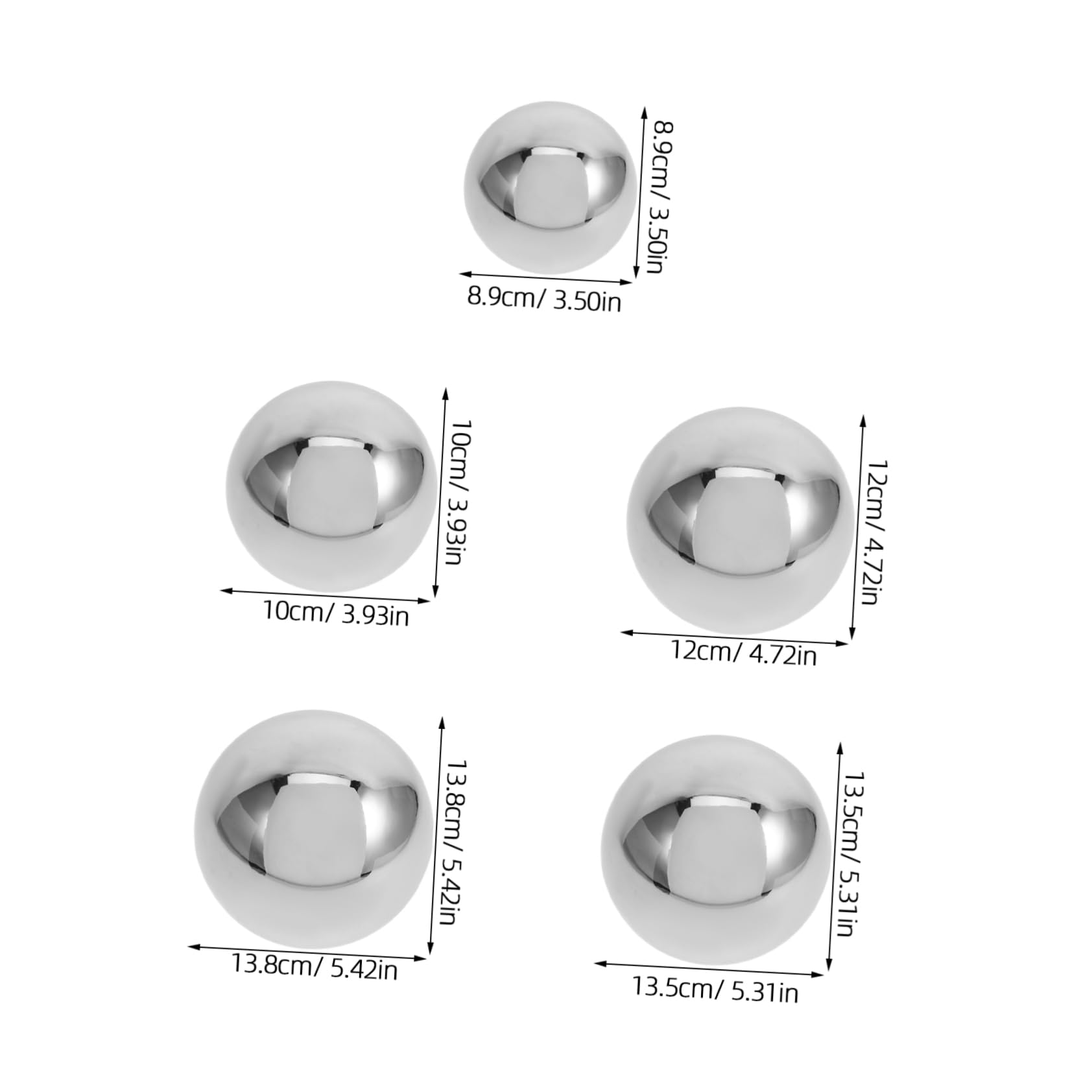5pezzi Sfera Riflettente Inossidabile Da Giardino Acciaio Palline Decorative Lisce Per Fotografia Professionale e Decorazioni Esterne Design Elegante e Resistente