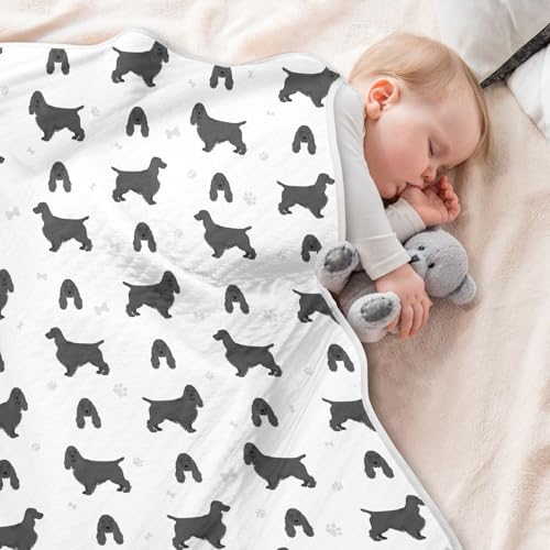 Image of English Cocker Spaniel Baby Swaddle Blanket for Boys and Girls, Muslin Baby Receiving Swaddle Blanket, Soft Cotton Nursery Swaddling Blankets for Newborn Toddler Infant