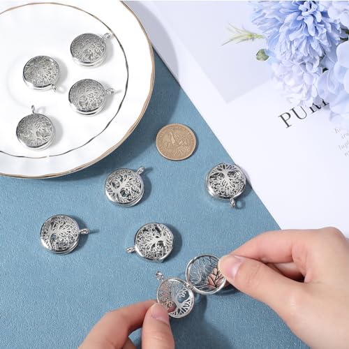SUNNYCLUE 10Pcs Stone Holder Cage Necklace Cage Pendants Locket Charms Hollow Stone Holder Locket Cage Charms Spiral Bead Cages Tree of Life Charms for Jewelry Making - Image 3
