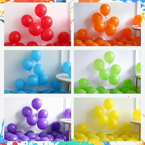 Image of Art Paint Balloon Garland Arch Kit, 163pcs Rainbow Color Balloons with Palette Foil Balloon for Art Painting Splatter Party Supplies Boys Girls Birthday Graffiti Party Baby Shower Decorations