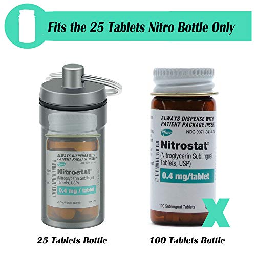 Image of 3 Packs Waterproof Aluminum Pill Fob Container, EFFIET Nitro Bottle Holder Nitroglycerin Pill Case Emergency Keychain Pill Holder for Medicine Organizer Dispenser (3 Packs Matt Finished)