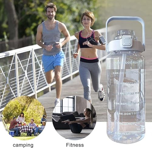 Image of Cambom Manual Food Chopper 2 L Capacity Belt Straw Transparent Motivational Water Bottles |Time Marker Leak Proof & Break-Proof (multicolor)